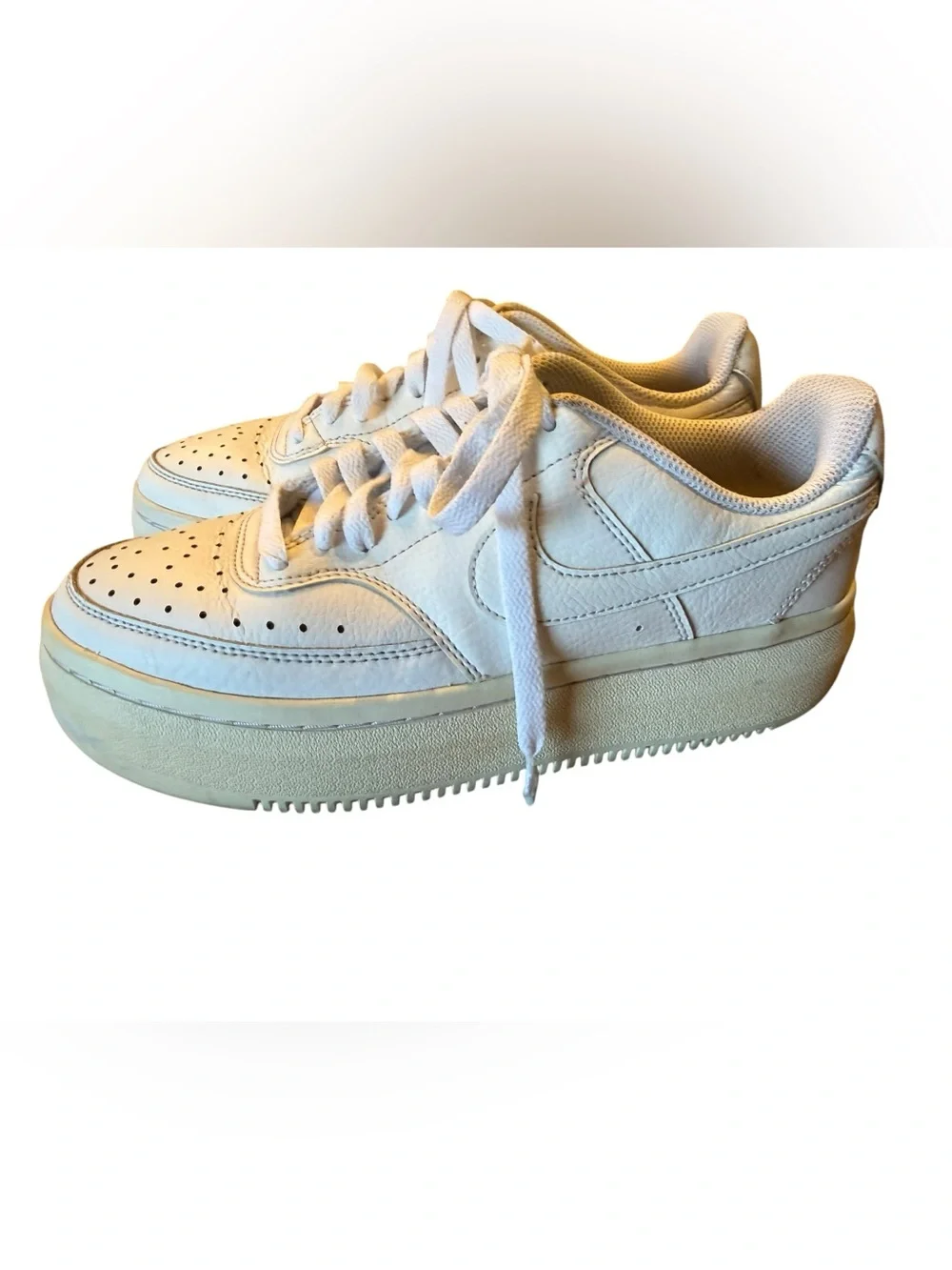 Nike Court Vision Alta White Leather Low-Top Sneakers Womens 7.5